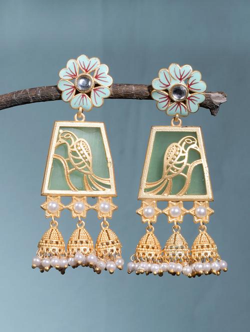 gold brass drop earring - 18382469 - Standard Image - 0