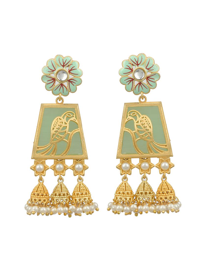 gold brass drop earring - 18382469 - Standard Image - 1