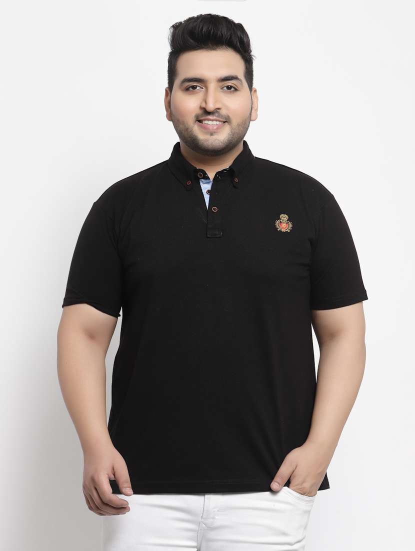 black solid polo plus-size t-shirt