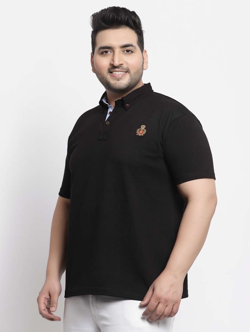 black solid polo plus-size t-shirt - 18382523 -  Standard Image - 1