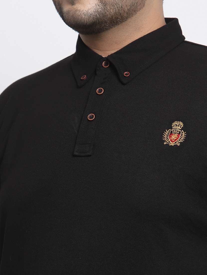black solid polo plus-size t-shirt - 18382523 -  Standard Image - 4