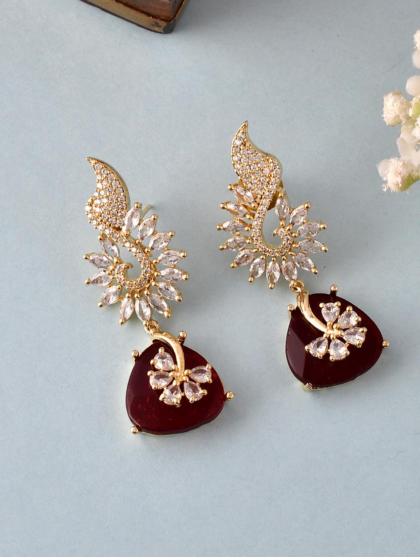 gold brass drop earring - 18382588 - Zoom Image - 0