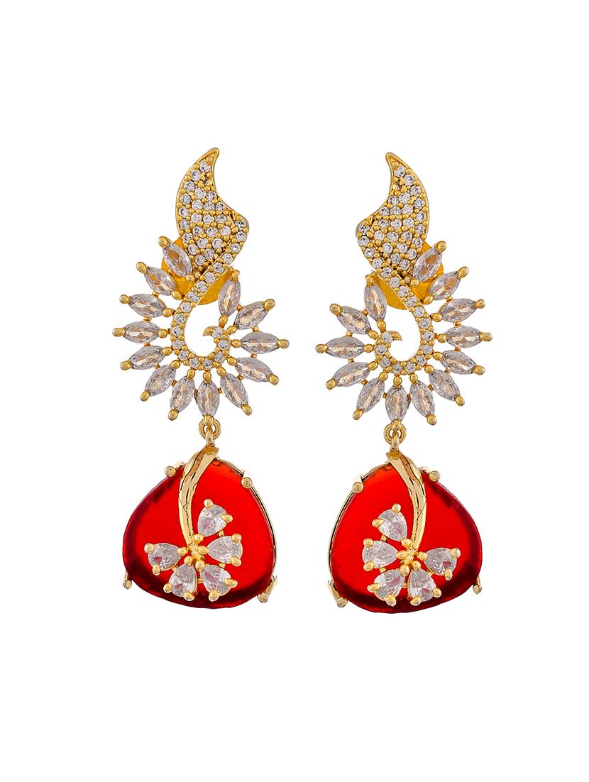 gold brass drop earring - 18382588 - Standard Image - 1