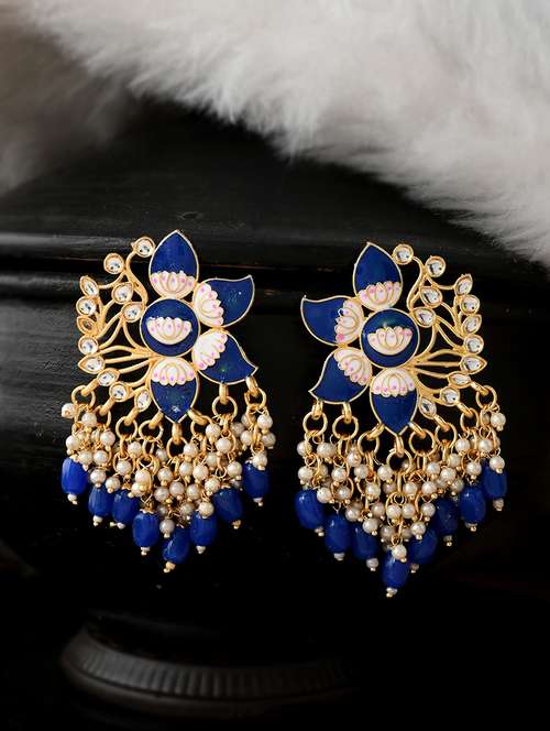 blue brass drop earring - 18382594 - Standard Image - 0