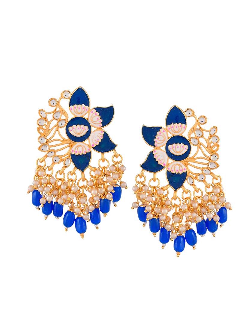blue brass drop earring - 18382594 - Standard Image - 1