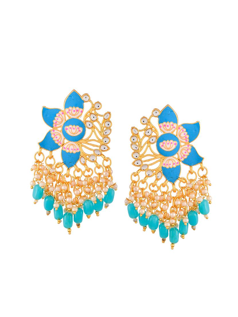 blue brass drop earring - 18382607 - Standard Image - 1