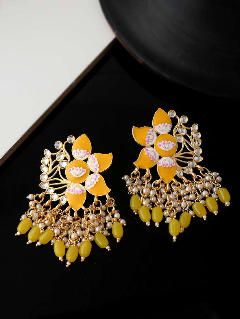 yellow brass drop earring - 18382614 -  Zoom Image - 0