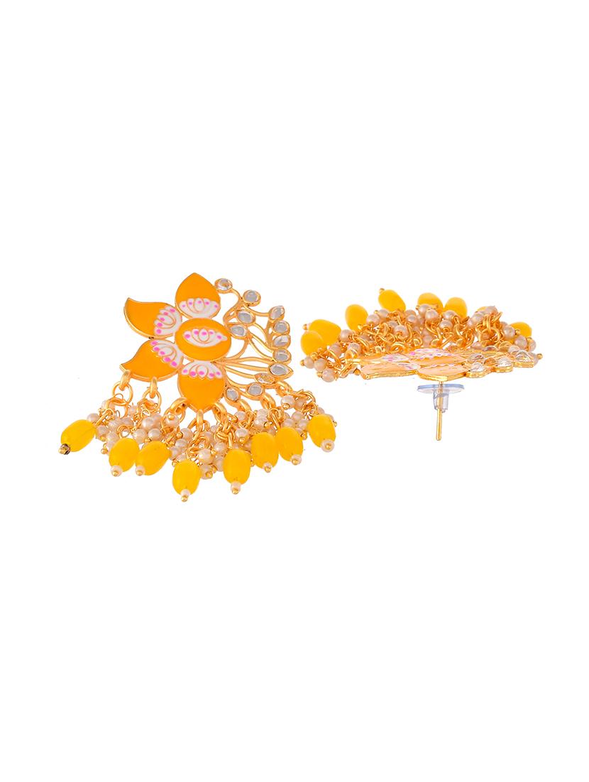 yellow brass drop earring - 18382614 - Standard Image - 1