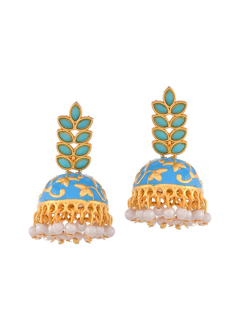 blue brass jhumka earring - 18382625 -  Standard Image - 1