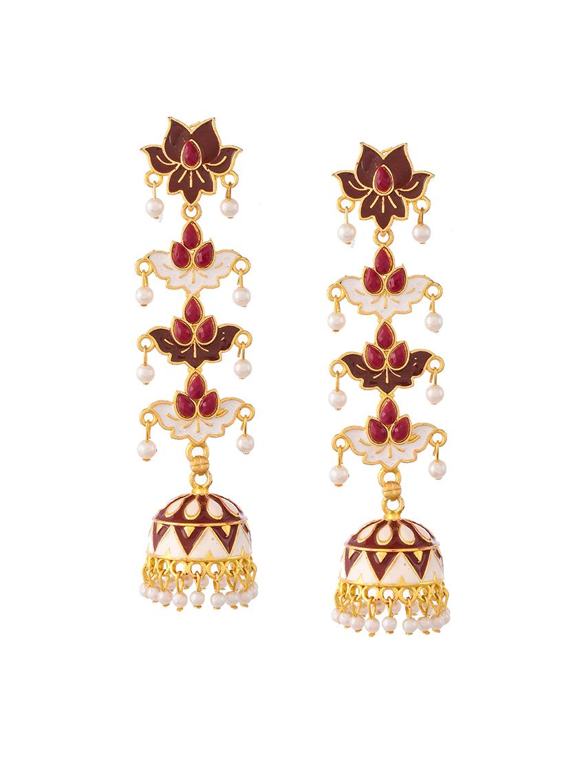 gold brass jhumka earring - 18382678 - Standard Image - 1