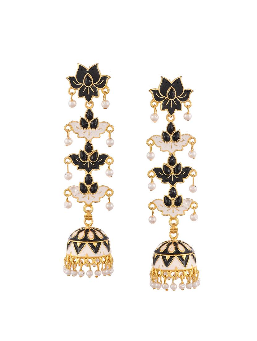 black brass jhumka earring - 18382679 - Standard Image - 1