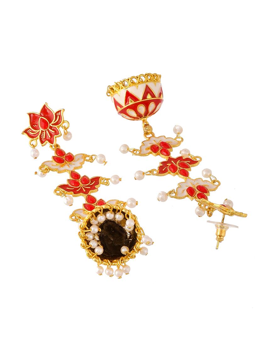 red brass jhumka earring - 18382689 -  Standard Image - 1