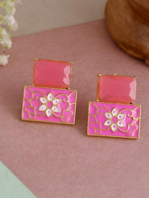 pink brass studs earring - 18382697 -  Standard Image - 0