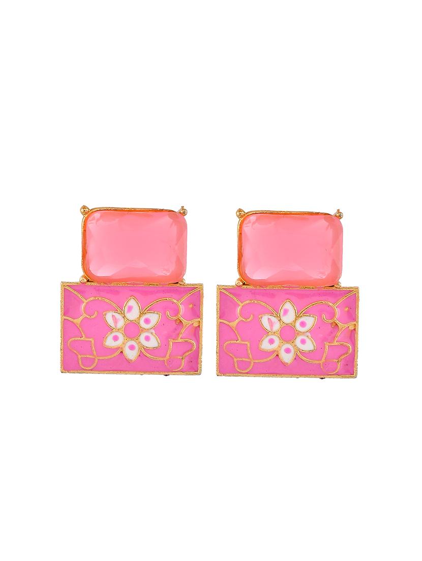 pink brass studs earring - 18382697 -  Standard Image - 1
