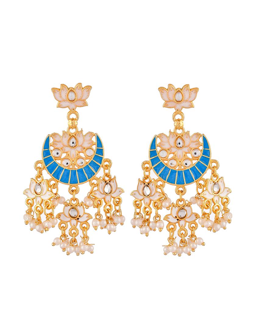 blue brass chandballi earring - 18382710 -  Standard Image - 1