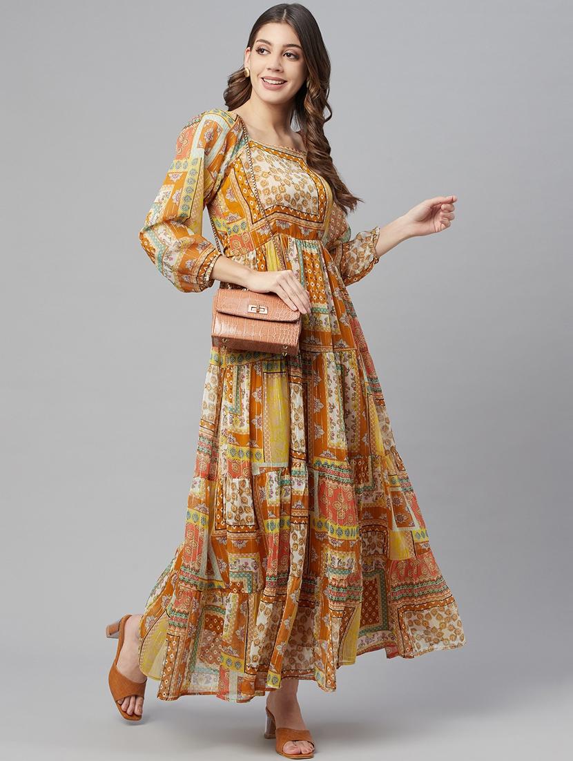 women's fit & flare ajrakh dress - 18382720 -  Zoom Image - 0