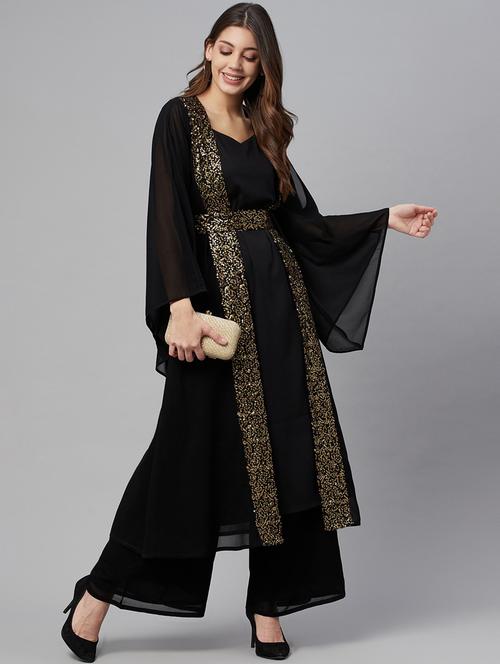 sequined top, shrug, belt and palazzo set - 18382731 - Standard Image - 0
