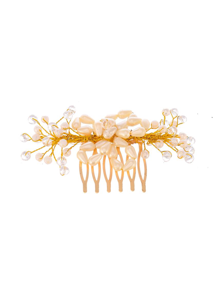 orange & gold toned embellished hair comb pin - 18382867 - Standard Image - 1