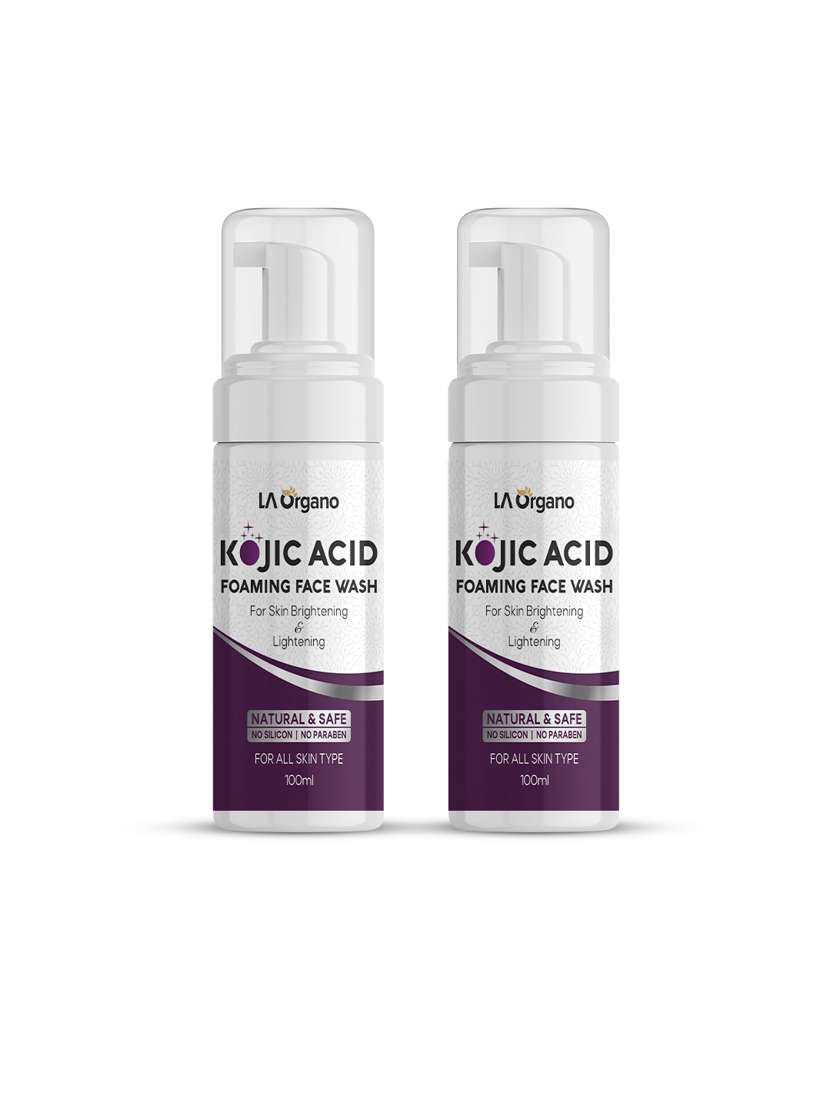 la organo kojic acid skin brightening & lightening with vitamin c, niacinamide foaming face wash (pack of 2)