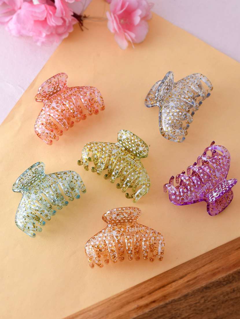 set of 6 multi colored claw clips