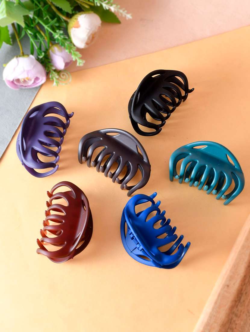 set of 6 multi colored claw clips