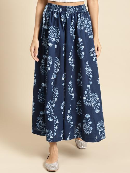 navy cotton flared palazzo - 18383061 -  Standard Image - 0