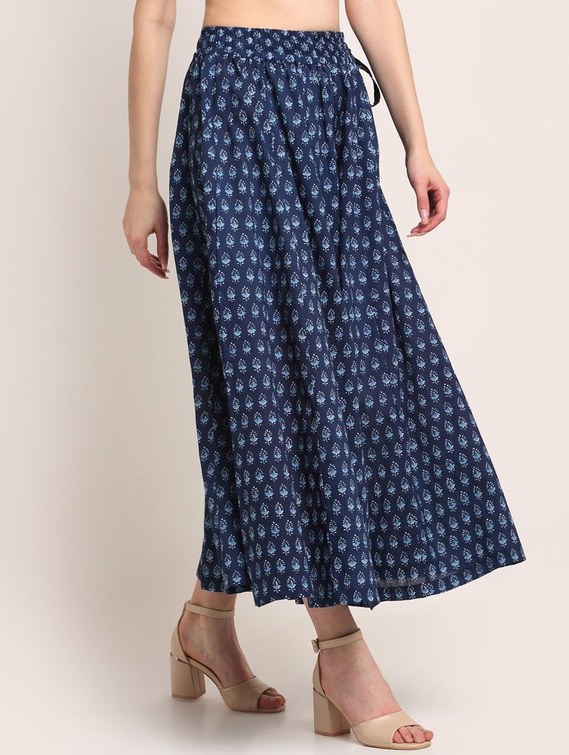 navy cotton flared palazzo - 18383083 -  Standard Image - 1