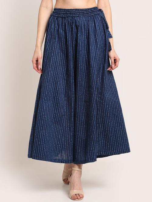 navy cotton flared palazzo - 18383087 -  Standard Image - 0