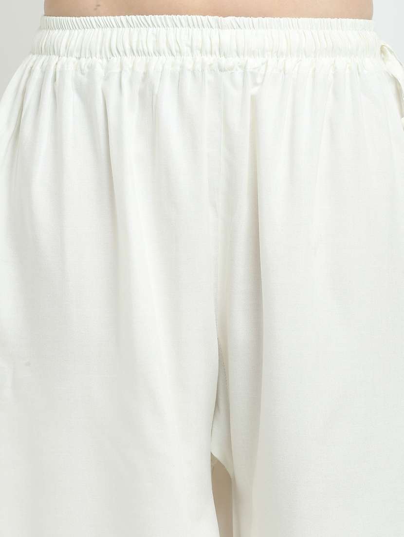 offwhite rayon flared palazzo - 18383090 -  Standard Image - 4