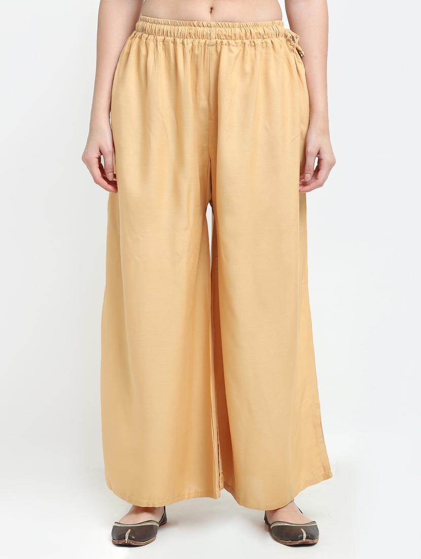 beige rayon flared palazzo - 18383092 - Zoom Image - 0