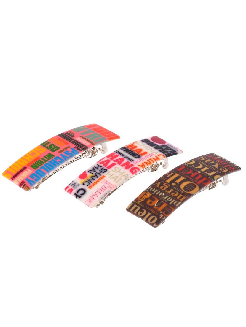 set of 3 multi colored printed geometrical french barette - 18383123 -  Standard Image - 1