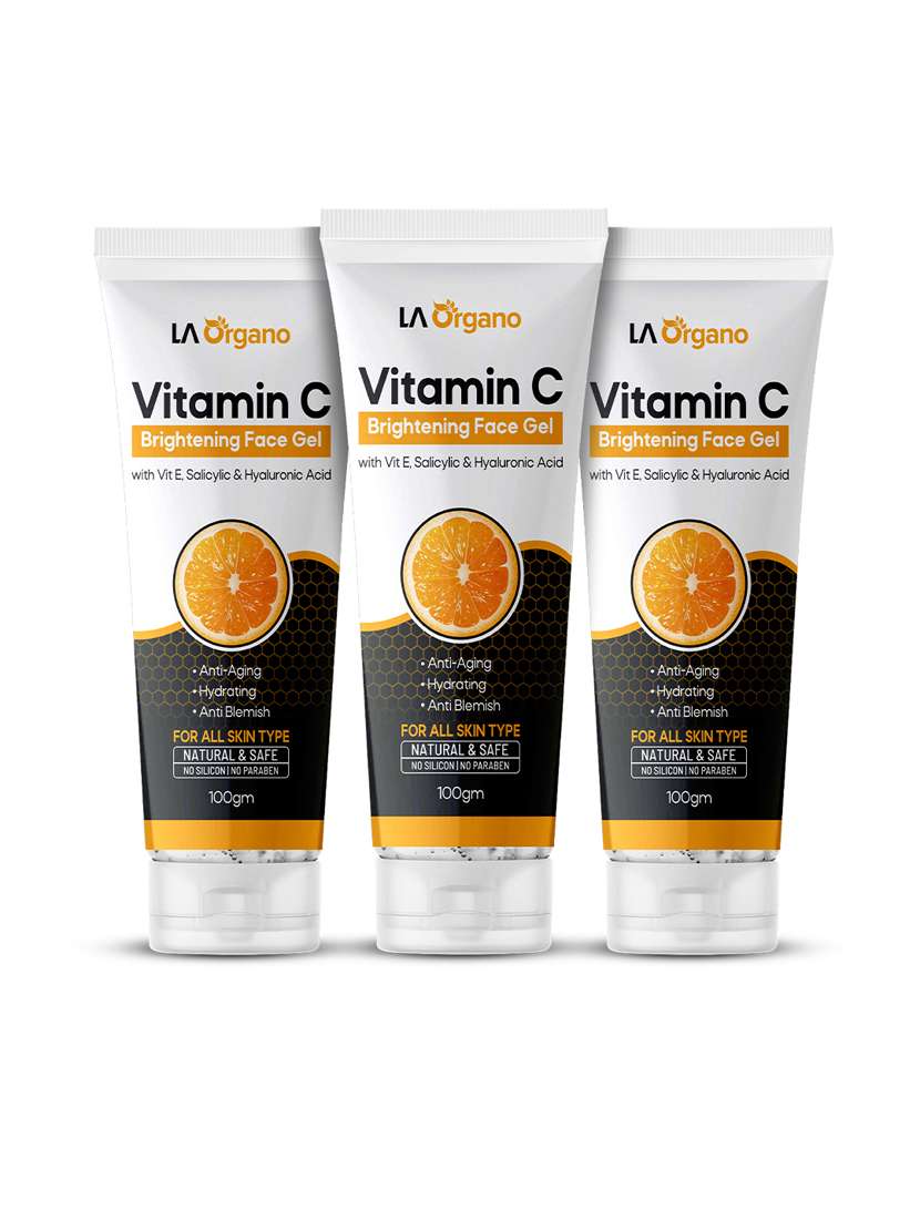 la organo vitamin c face gel with vitamin e, hyaluronic & salicylic acid for anti-aging (pack of 3)