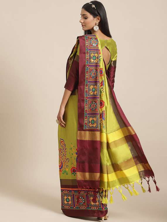 women's self design yellow colored saree with blouse - 18383507 -  Standard Image - 1