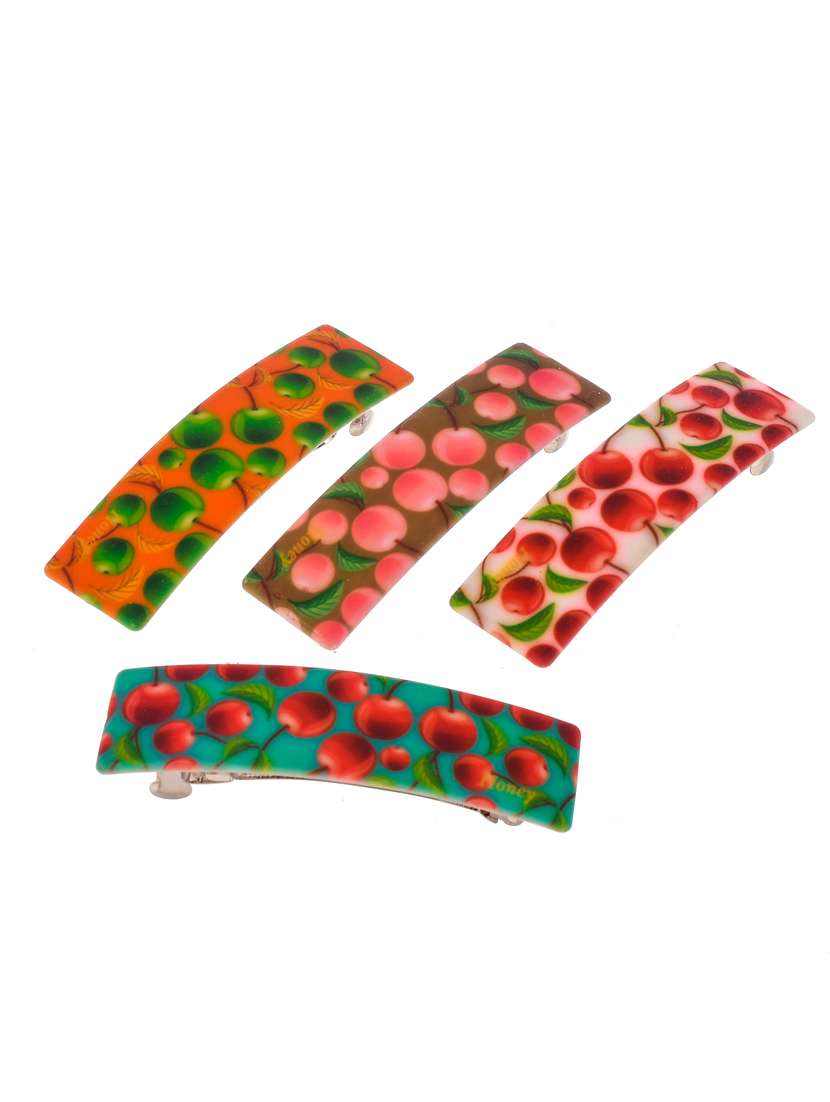 women set of 4 multi colored printed french barette - 18383518 -  Standard Image - 1