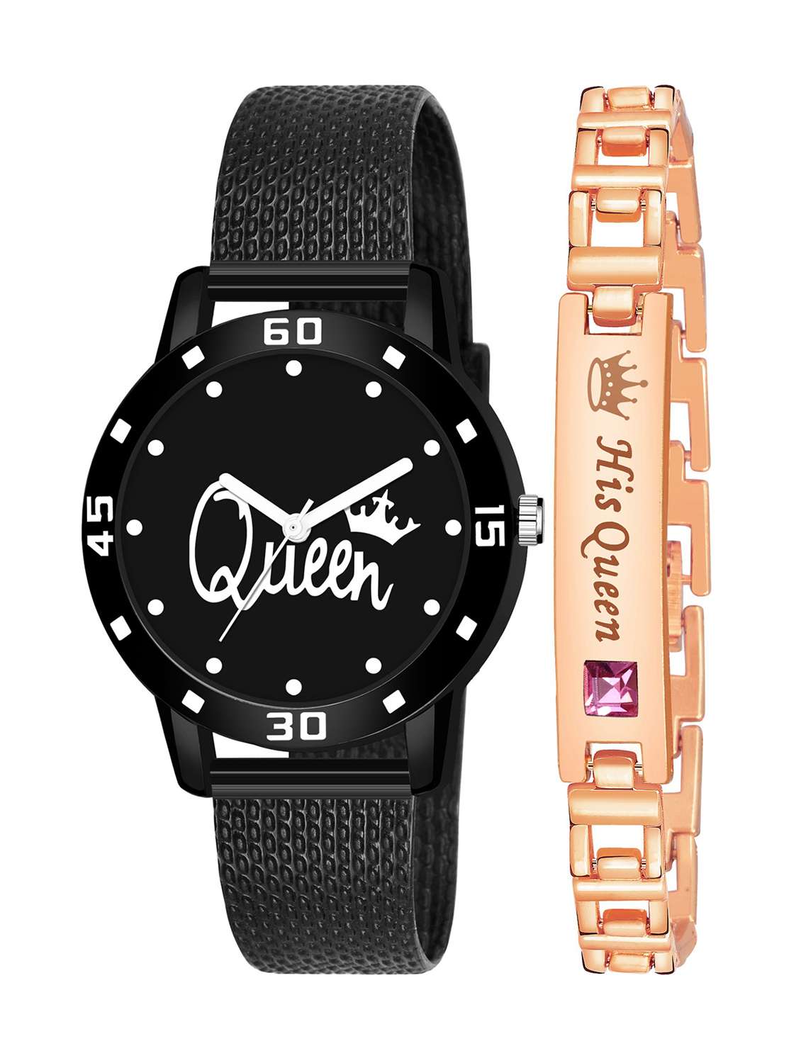 kajaru stylish analog watch for women with queen bracaelet