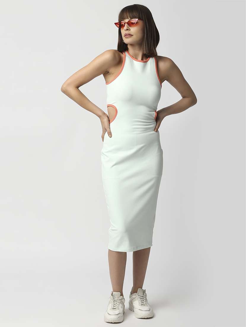 cut out detail solid bodycon dress