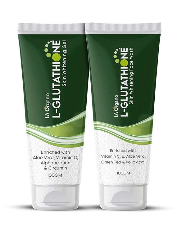 la organo l-glutathione skin whitening & brightening face wash & gel with vitamin c (pack of 2) 200g