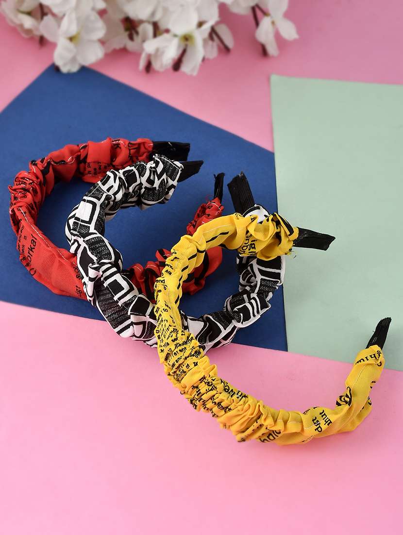 set of 3 printed multi colored hairband