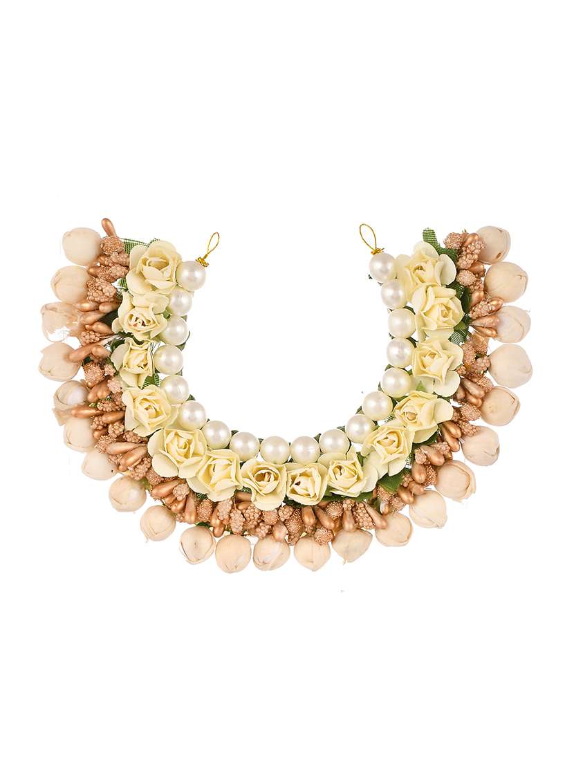 women cream & gold toned embellished hair accessory set - 18384161 -  Standard Image - 1