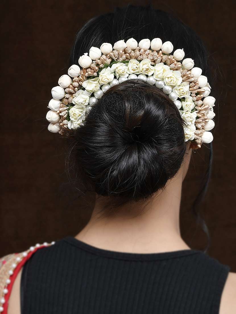 women cream & gold toned embellished hair accessory set - 18384161 -  Standard Image - 4