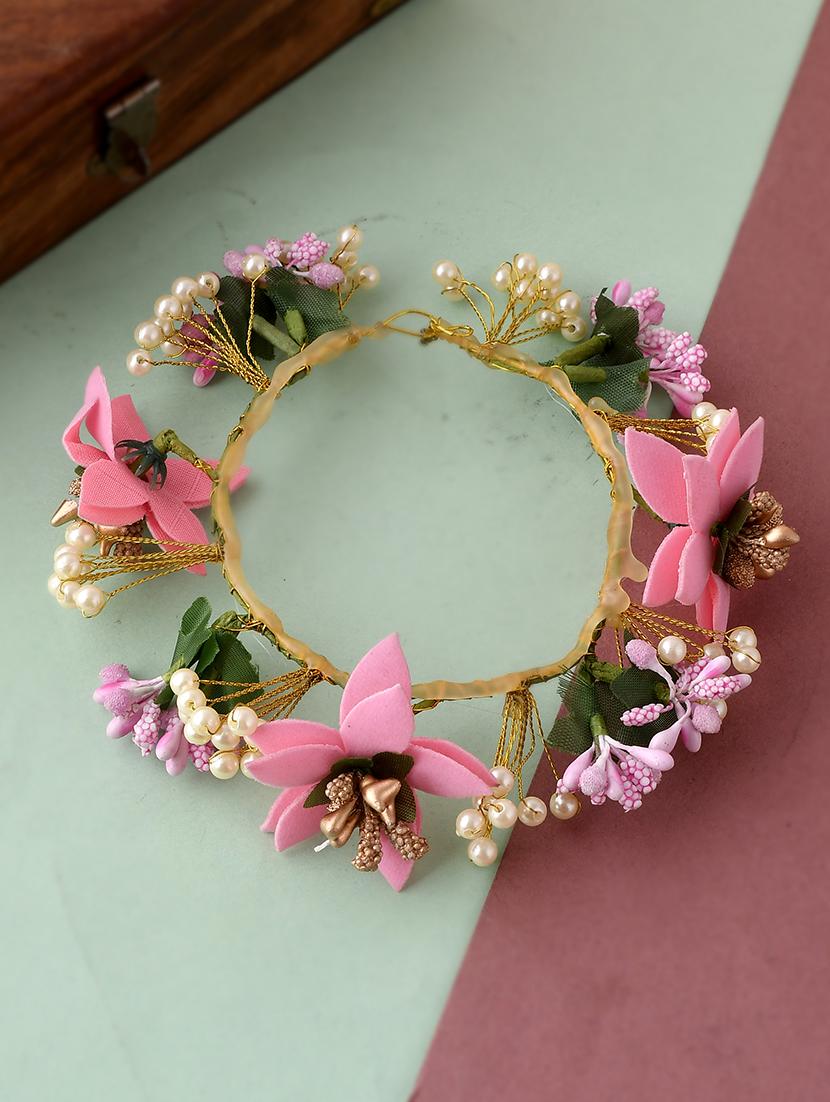pink & gold toned embellished hair accessory set - 18384428 -  Zoom Image - 0