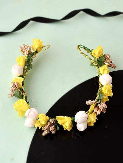 women yellow & gold toned embellished hair accessory set - 18384450 -  Standard Image - 0