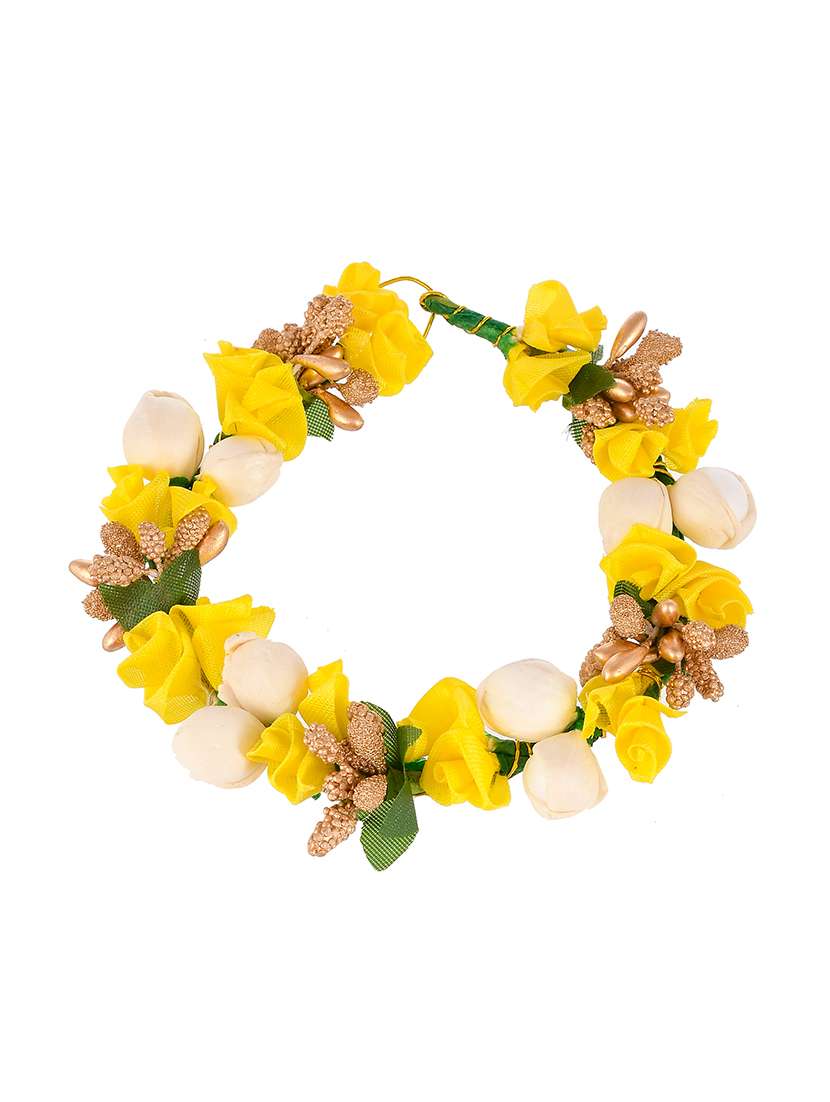 women yellow & gold toned embellished hair accessory set - 18384450 -  Standard Image - 1