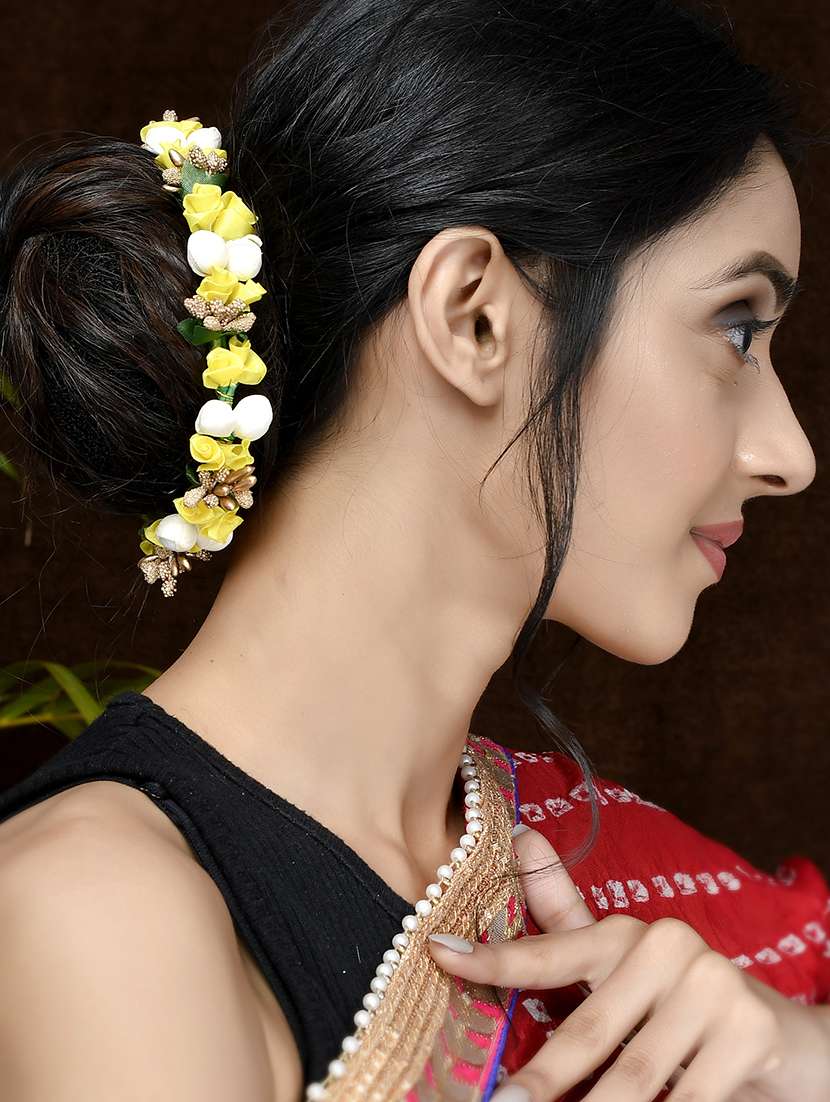 women yellow & gold toned embellished hair accessory set - 18384450 -  Standard Image - 4