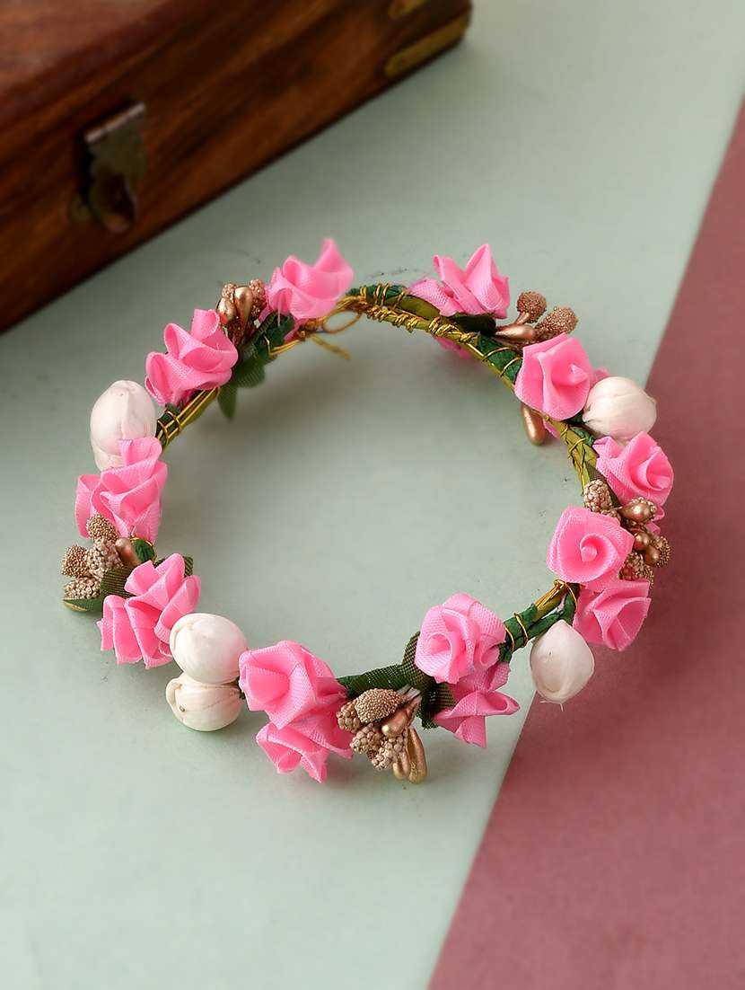  pink & gold toned embellished hair accessory set