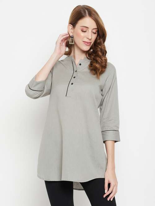 women's straight mandarin neck top - 18384499 -  Standard Image - 0