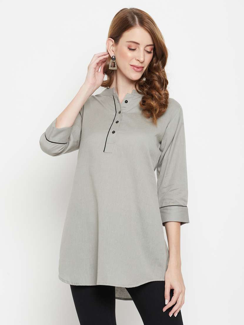 women's straight mandarin neck top - 18384499 -  Zoom Image - 0