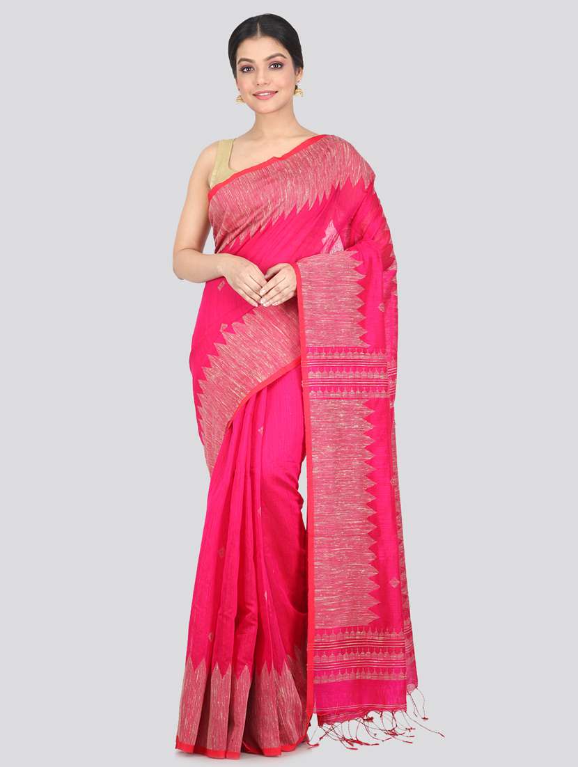 pink cotton silk handloom saree with blouse