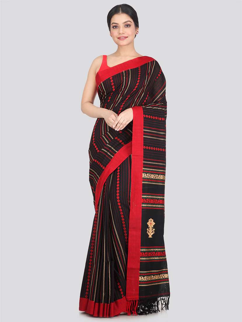 black cotton handloom saree with blouse