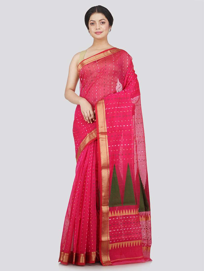 pink cotton silk handloom saree with blouse